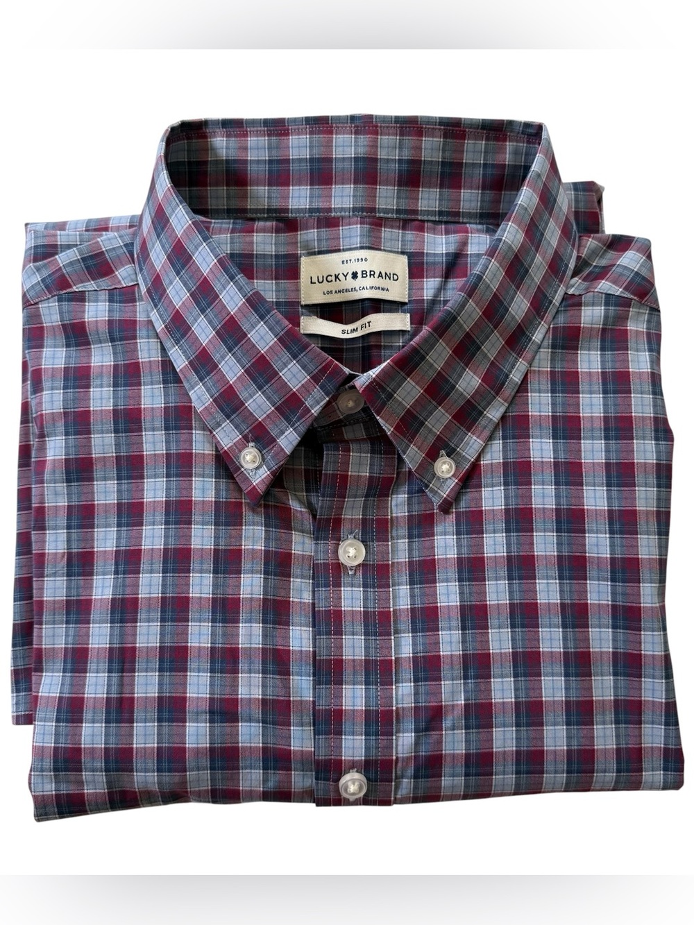 Lucky Brand Men's Slim Fit Plaid Button Front Shirt Size XL Preppy